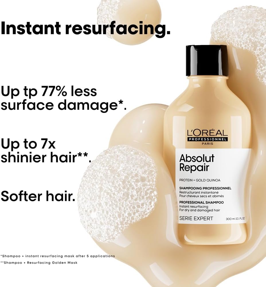 L’Oréal Professionnel | Shampoo, With Protein And Gold Quinoa for Dry And Damaged Hair, Serie Expert Absolut Repair - Image 3
