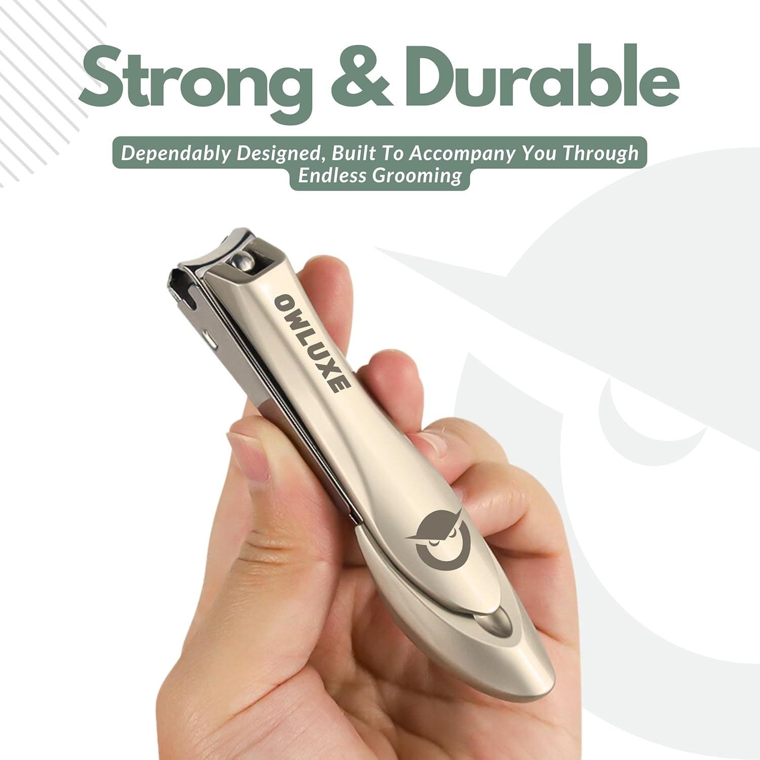 Heavy Duty Nail Clippers Set with Catcher - Wide Jaw Ultra Sharp Edge Fingernail & Toenail Clippers for Thick Nails, Includes Nail Files - Complete Nail Kit by Owluxe in Gift Box for Men and Women - Image 5