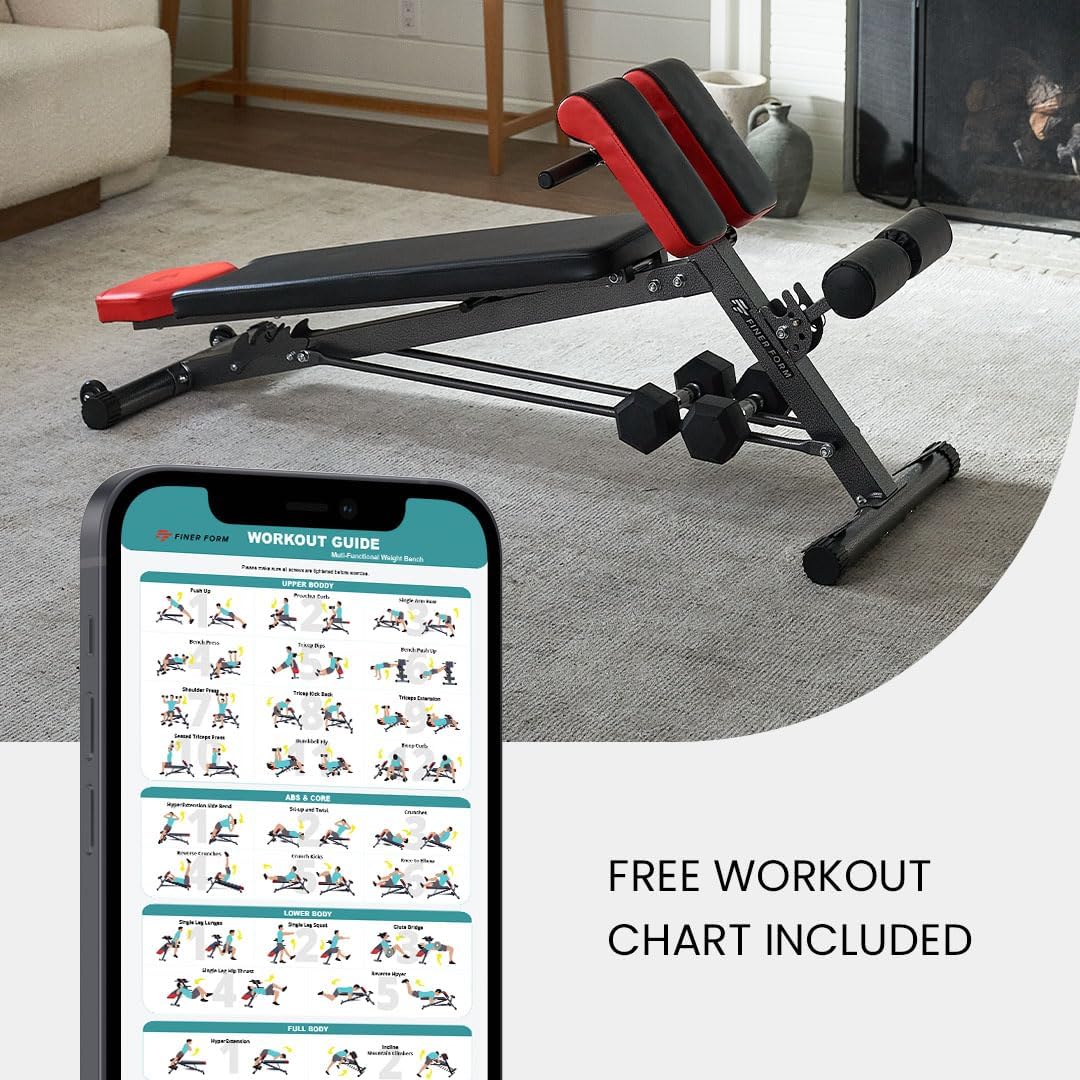 Finer Form Multi-Functional Gym Bench for Full All-in-One Body Workout – Versatile Fitness Equipment for Hyper Back Extension, Roman Chair, Adjustable Situp, Decline, Flat Bench - Image 7