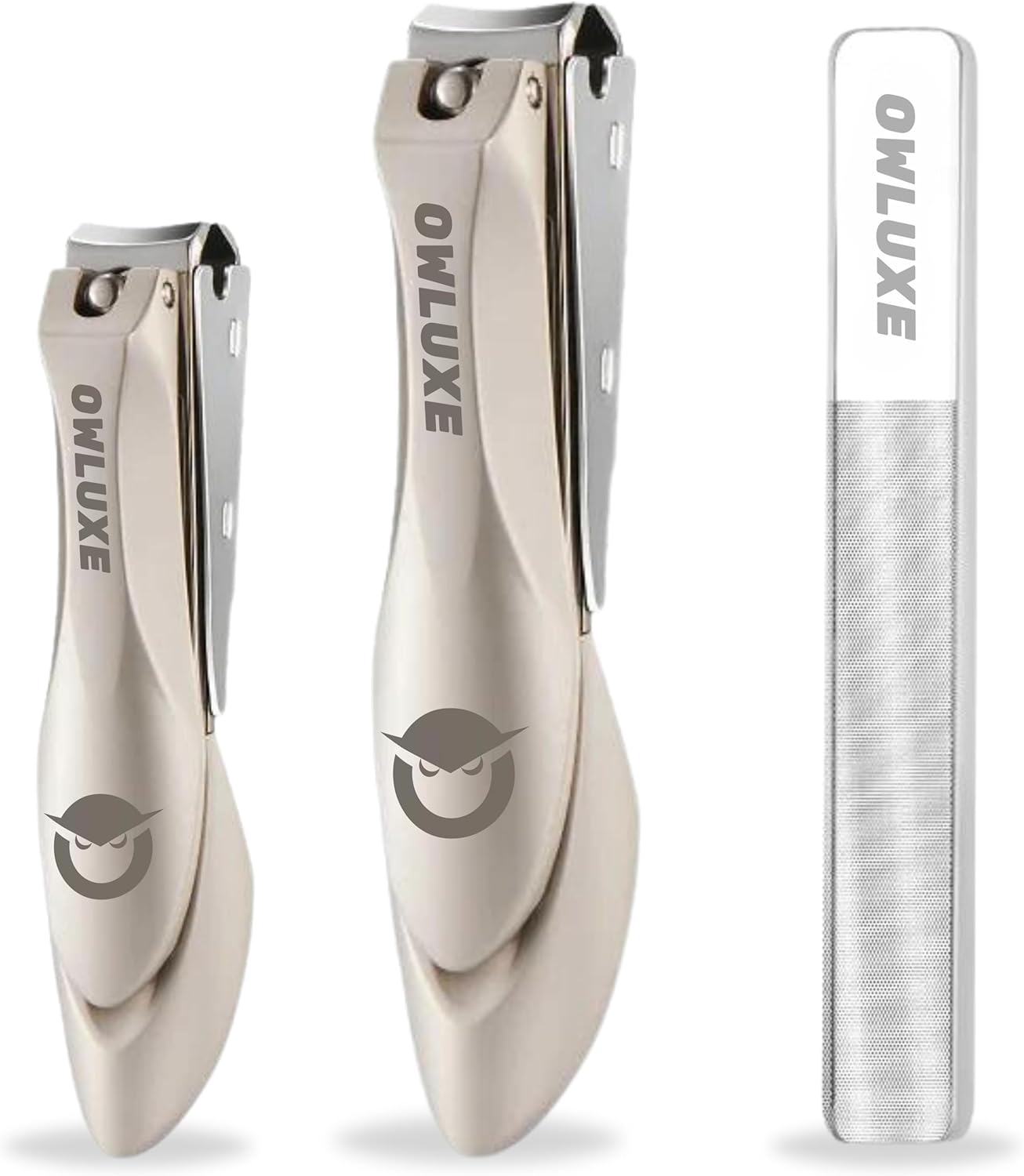 Heavy Duty Nail Clippers Set with Catcher - Wide Jaw Ultra Sharp Edge Fingernail & Toenail Clippers for Thick Nails, Includes Nail Files - Complete Nail Kit by Owluxe in Gift Box for Men and Women - Image 2