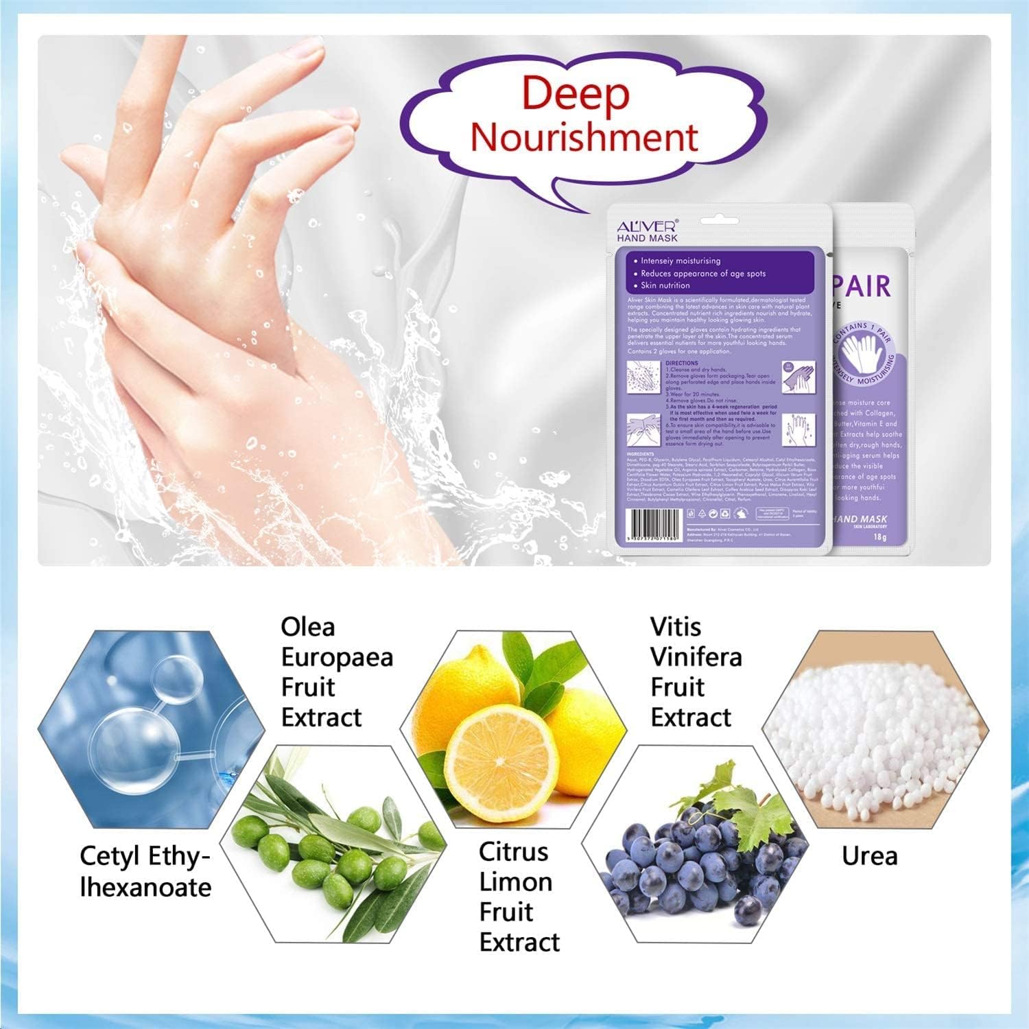 CCKULOOB Hand Mask, 6 Pairs Super Hydrating Hand Mask Moisturizing Hand Mask that Enriched with Collagen, Shea Butter, and Vitamin-E to Revive Dry, Rough and Cracked Skin (6 Lavender) - Image 6