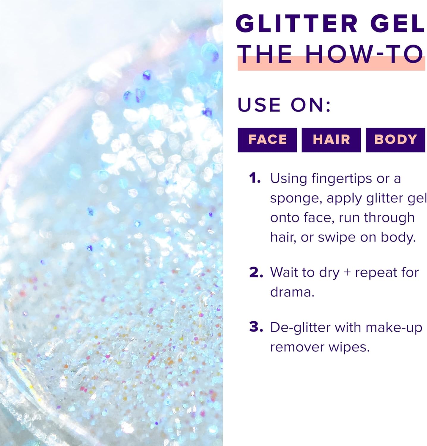 Unicorn Snot Face & Body BIO Glitter - Cosmetic-Grade Holographic Glitter Gel - Plant-Based Glitter Makeup for Festivals, Raves, Anime Cosplay - Safe for Face, Easy Application & Removal (Galaxy) - Image 6