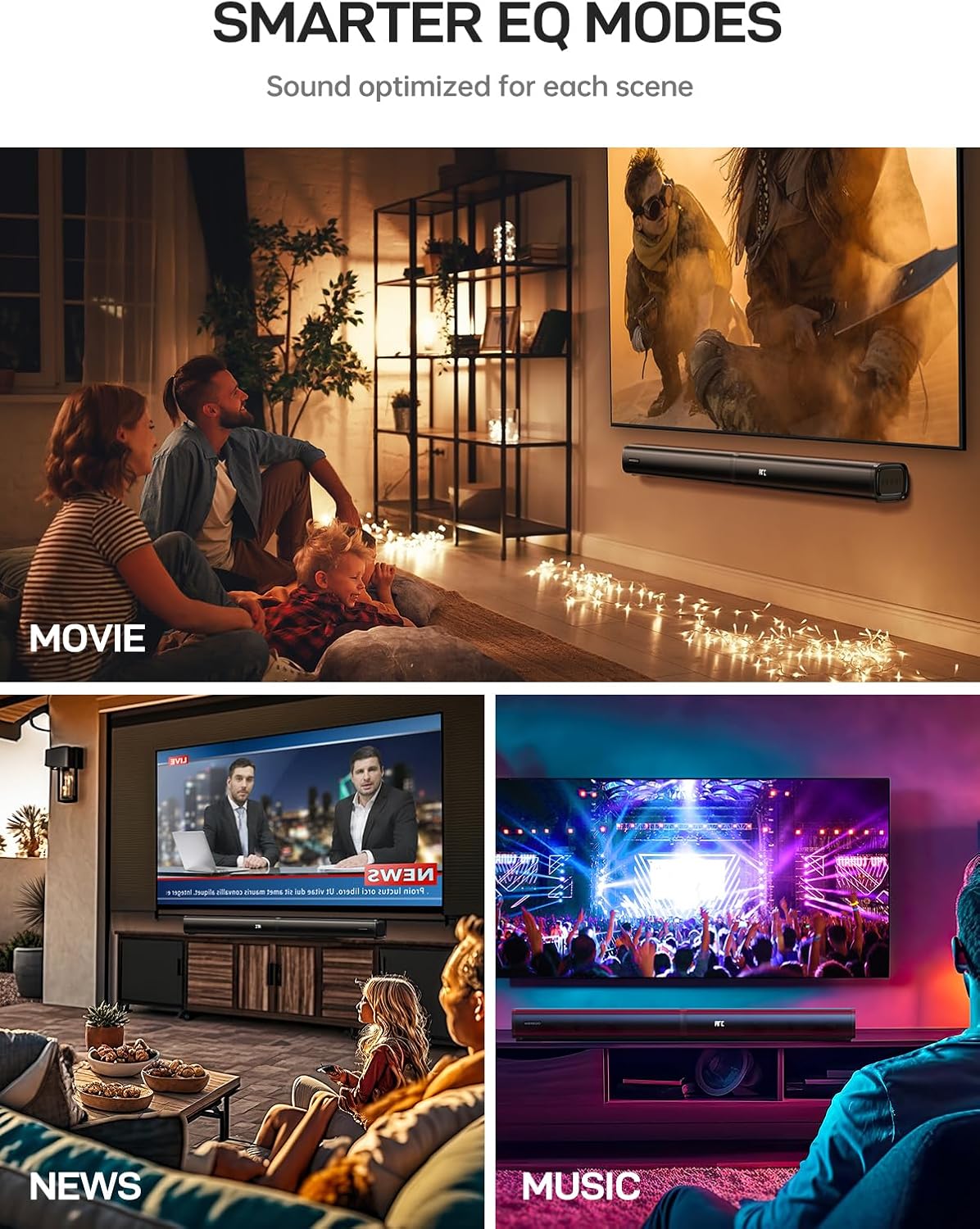 MEVOSTO Sound Bar for TV 2.2CH 2 in 1 Separable Soundbar Built-in Dual Woofers with ARC/Optical/AUX/BT 5.0 Bass/Treble Adjustable Wall Mountable Surround Sound Home Theater System - Image 5
