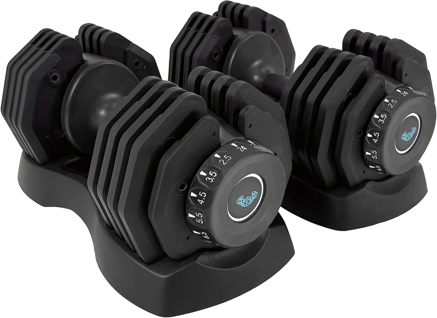 BRAINGAIN Adjustable Dumbbells Set 24kg / 40kg Pair | Space Saving Adjustable Weights for Home Gym | Multiple Dumbbells in One | Smart Click Technology - Image 2