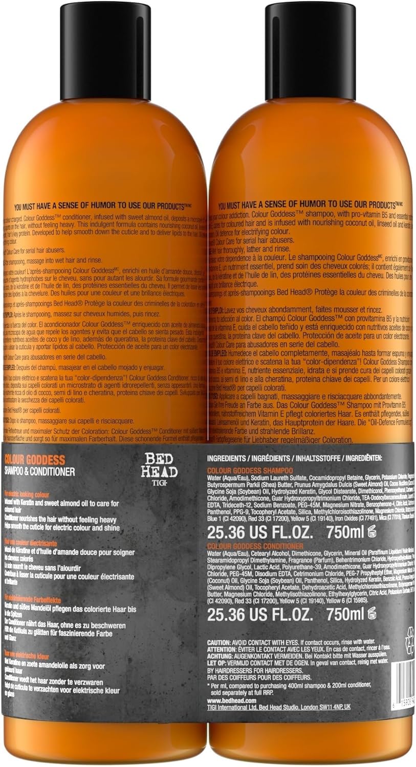 Bed Head by TIGI | Colour Goddess Shampoo and Conditioner Set | Professional Hair Treatment For Coloured Hair | Nourishing And Moisturising | 750 ml (Pack of 2) - Image 4