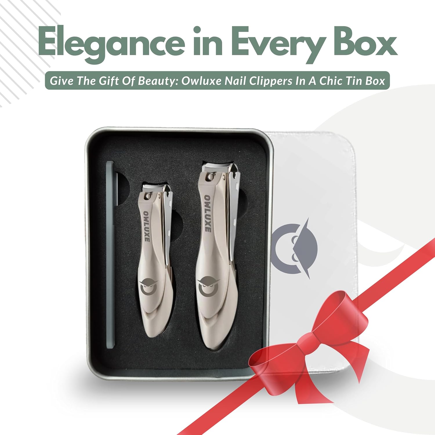 Heavy Duty Nail Clippers Set with Catcher - Wide Jaw Ultra Sharp Edge Fingernail & Toenail Clippers for Thick Nails, Includes Nail Files - Complete Nail Kit by Owluxe in Gift Box for Men and Women - Image 8