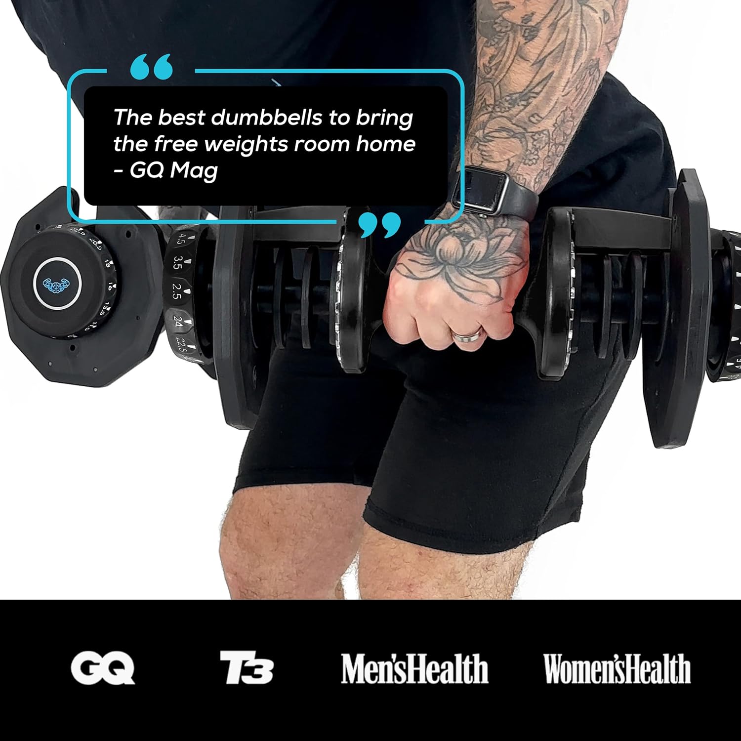 BRAINGAIN Adjustable Dumbbells Set 24kg / 40kg Pair | Space Saving Adjustable Weights for Home Gym | Multiple Dumbbells in One | Smart Click Technology - Image 3