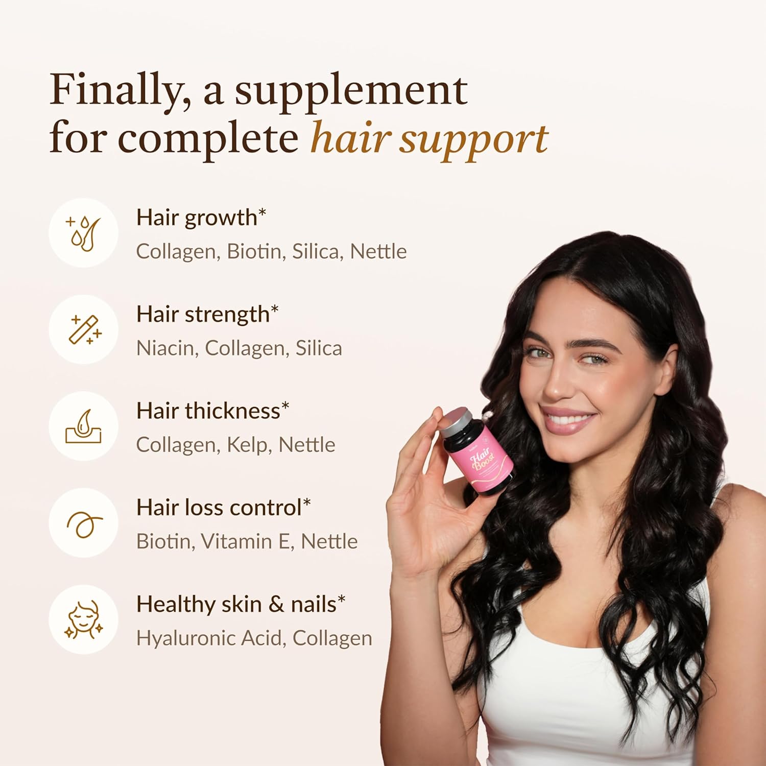 18-in-1 Hair Growth Supplement & DHT Blocker | Collagen, Biotin, Hyaluronic Acid, Nettle + 14 Active Ingredients | Supports Longer, Stronger Hair & Reduces Hair Loss - Image 3