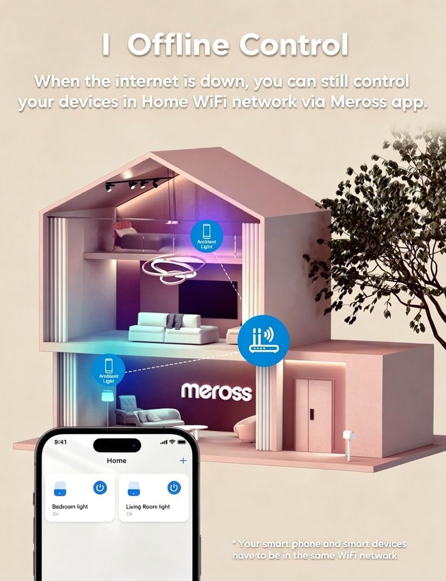 meross Smart WiFi Bedside Lamp, LED RGBWW Touch Table Lamp - Image 10