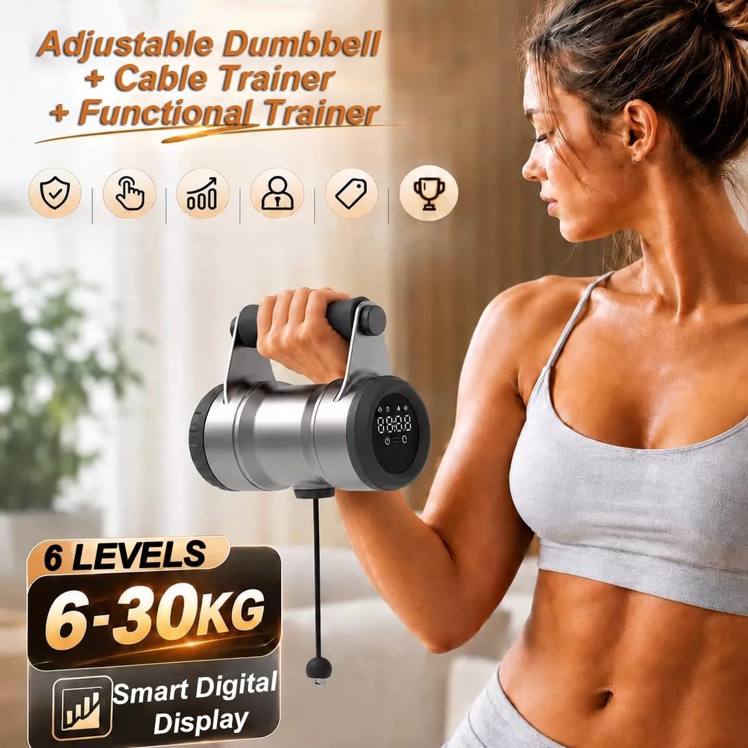 Smart Resistance Dumbbell, 6-Level Adjustable Resistance, Portable Home Gym - Image 3