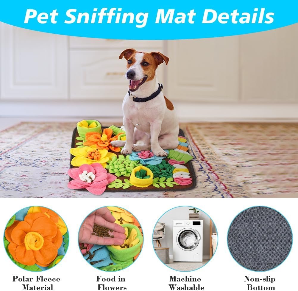 OSDUE Snuffle Mat for Dogs, Dog Snuffle Mat, Pet Slow Feeding Mat Encourages Natural Foraging Skills Slow Eating, Smell Training, Stress Relief, Puzzle Training Toy for Large Medium Puppies-39 * 39CM - Image 7