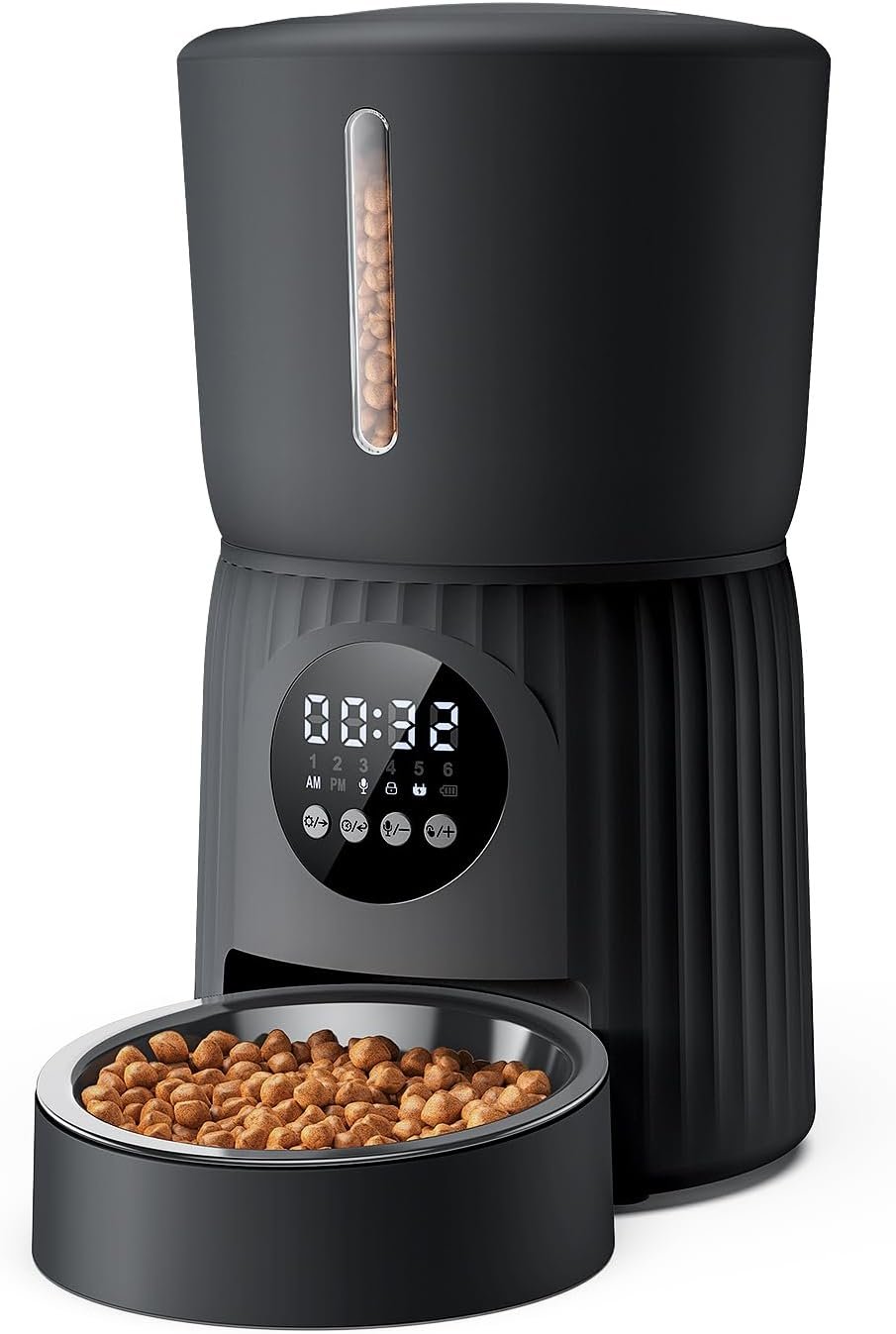 Faroro Automatic Cat Feeder, 4L Cat Feeder Automatic with Timer, Portion Control & 10s Voice Recording, 1-6 Meals for Cats & Small Dogs (Black) - Image 2