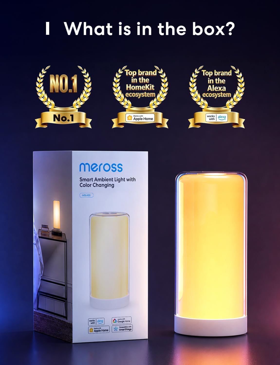 meross Smart WiFi Bedside Lamp, LED RGBWW Touch Table Lamp - Image 11