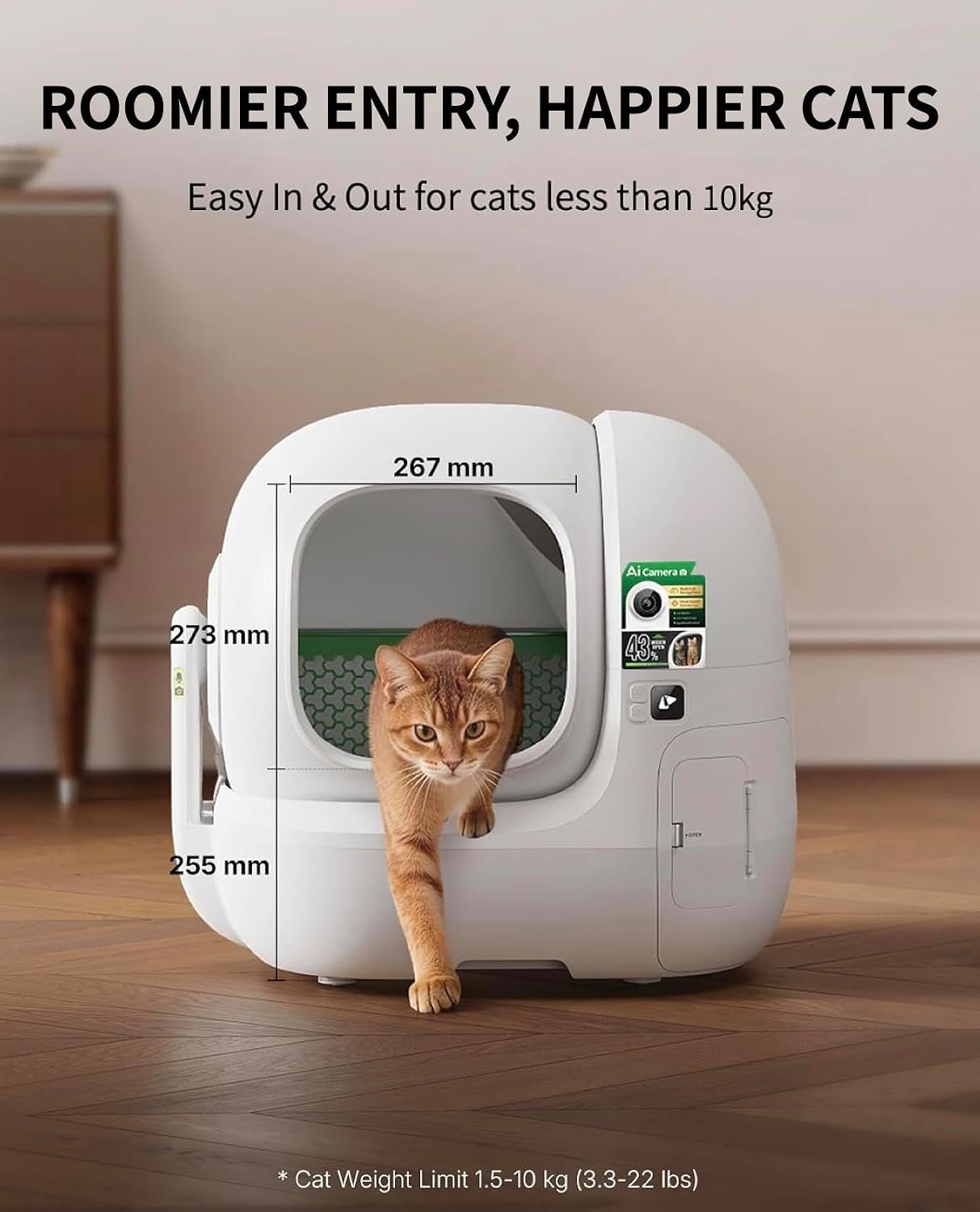 PETKIT PUROBOT MAX PRO 2 Self Cleaning Cat Litter Tray with AI Camera, Facial Recognition & Health Insights, Smart App & Odour Control Automatic Cat Litter Box, Quiet & Spacious for Multiple Cats - Image 3