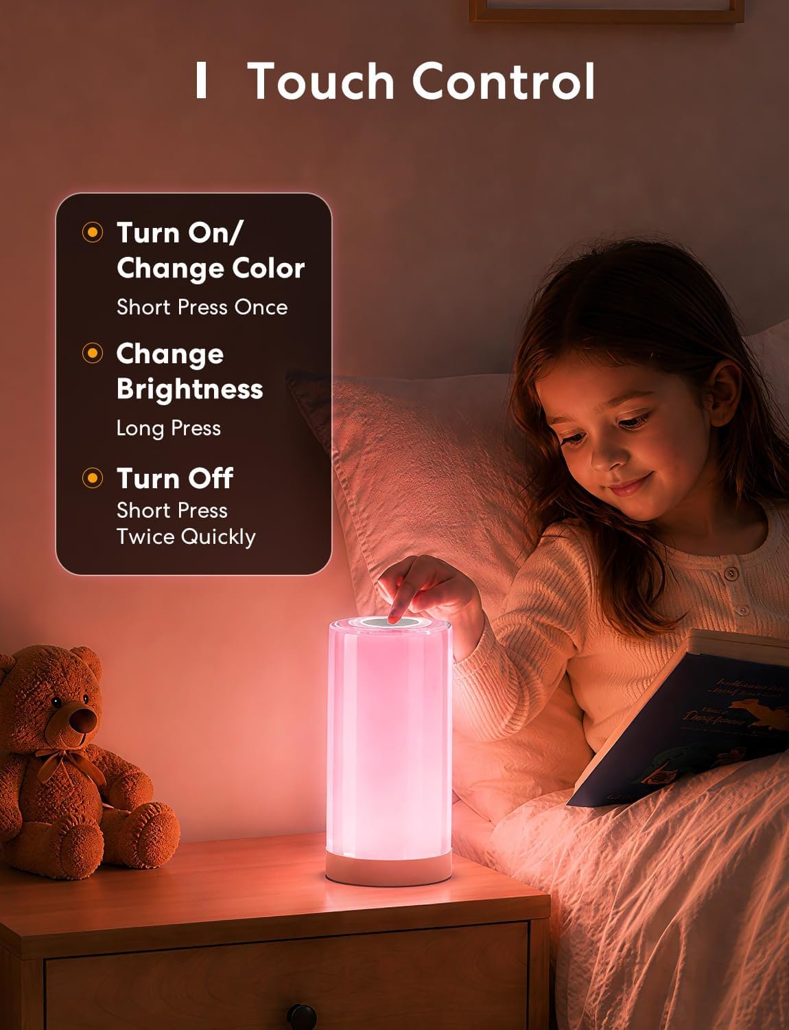 meross Smart WiFi Bedside Lamp, LED RGBWW Touch Table Lamp - Image 6