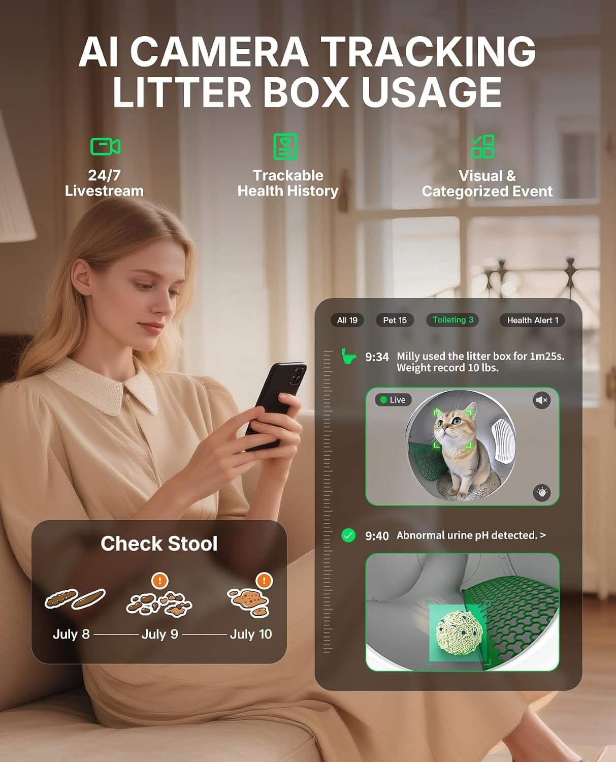 PETKIT PUROBOT MAX PRO 2 Self Cleaning Cat Litter Tray with AI Camera, Facial Recognition & Health Insights, Smart App & Odour Control Automatic Cat Litter Box, Quiet & Spacious for Multiple Cats - Image 4