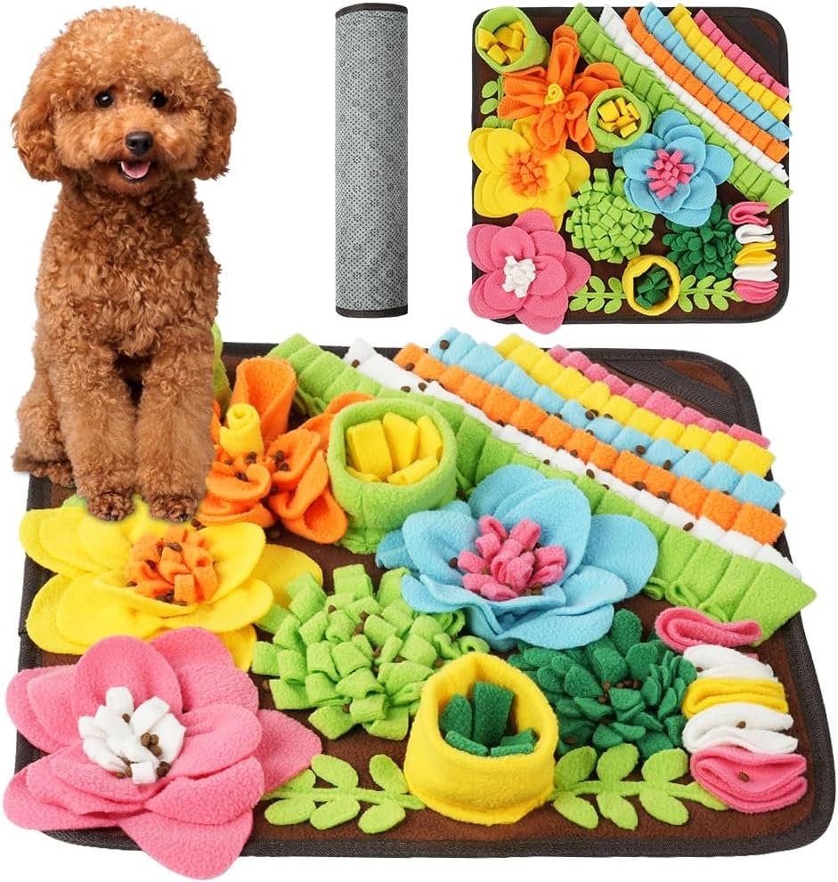 OSDUE Snuffle Mat for Dogs, Dog Snuffle Mat, Pet Slow Feeding Mat Encourages Natural Foraging Skills Slow Eating, Smell Training, Stress Relief, Puzzle Training Toy for Large Medium Puppies-39 * 39CM - Image 2
