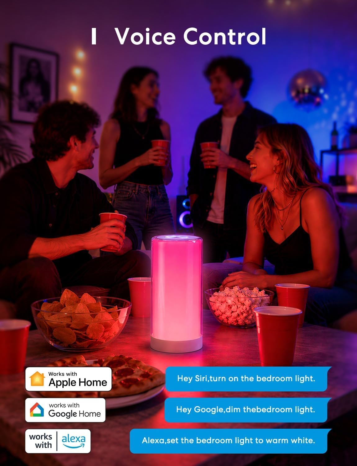 meross Smart WiFi Bedside Lamp, LED RGBWW Touch Table Lamp - Image 3