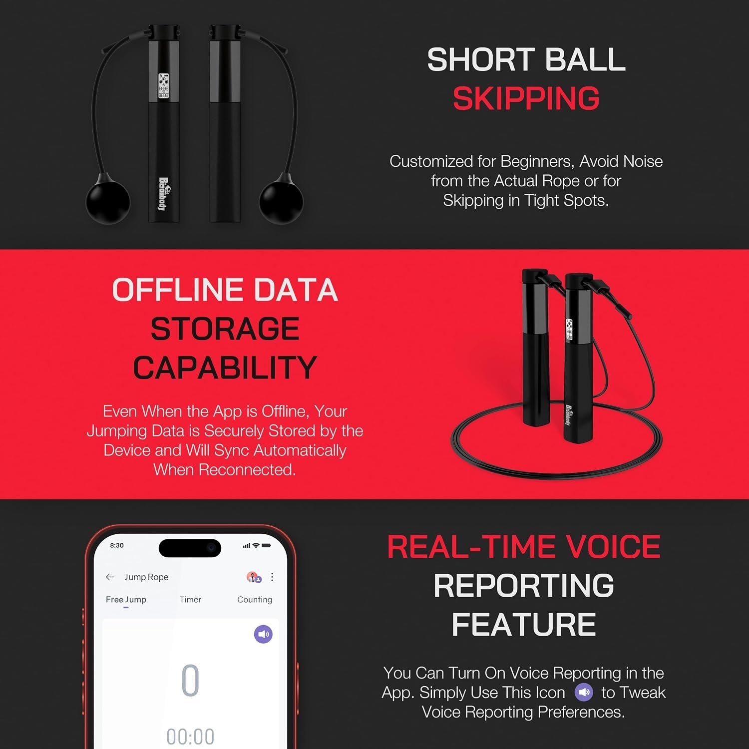 Smart Skipping Rope with App – Bluetooth Digital Jump Rope with Counter, Cordless & Adjustable 3m Rope, Fitness Skipping Rope for Weight Loss, Boxing & Home Workout - Image 8