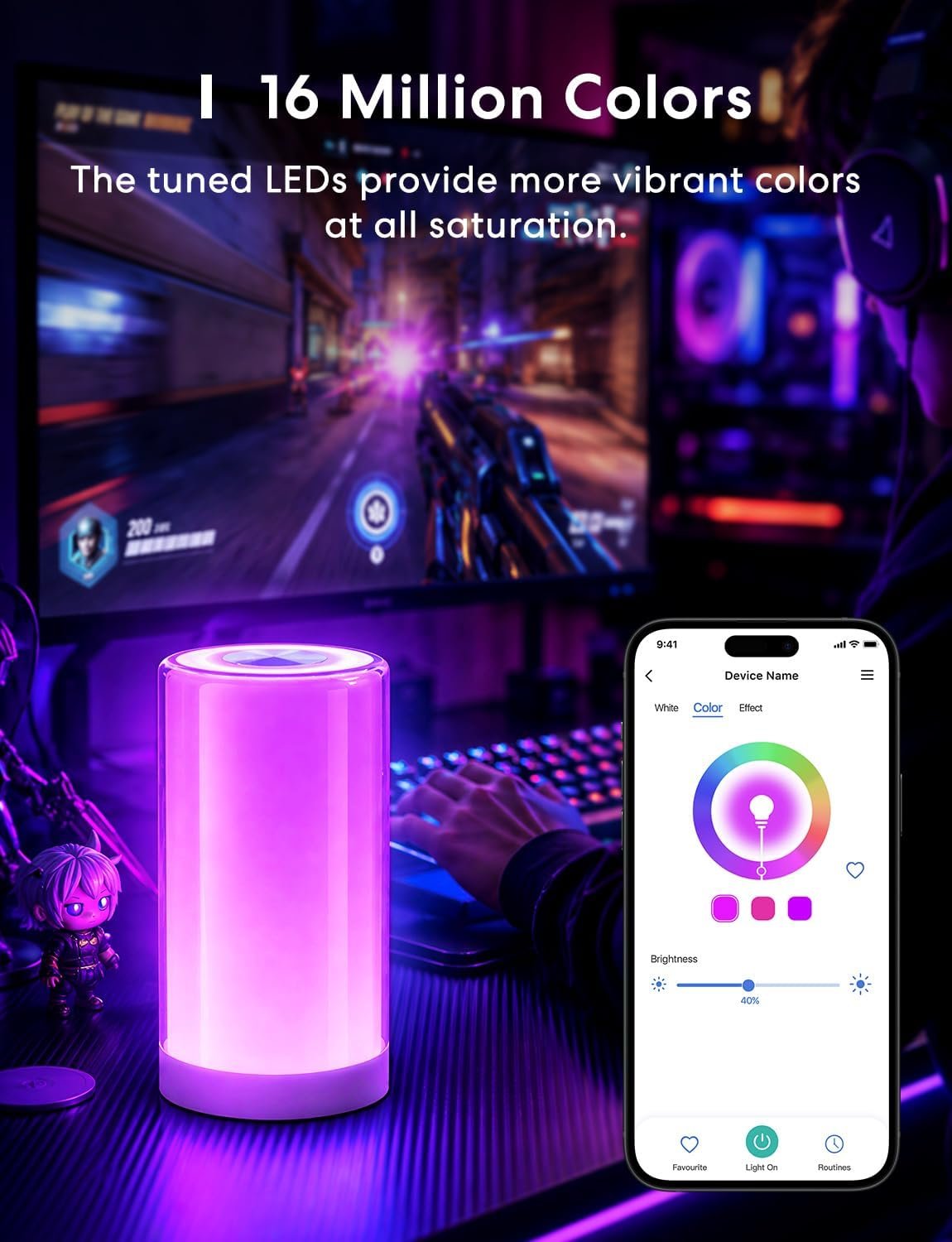 meross Smart WiFi Bedside Lamp, LED RGBWW Touch Table Lamp - Image 8