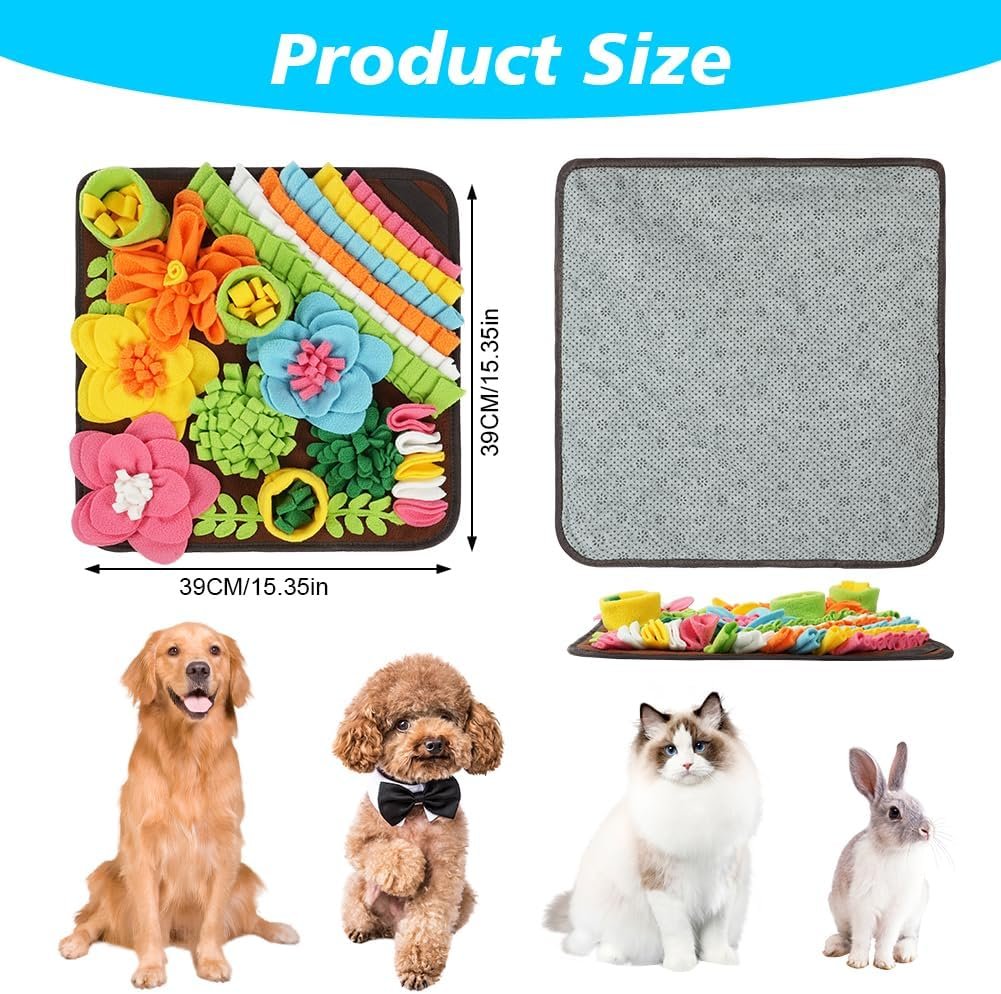 OSDUE Snuffle Mat for Dogs, Dog Snuffle Mat, Pet Slow Feeding Mat Encourages Natural Foraging Skills Slow Eating, Smell Training, Stress Relief, Puzzle Training Toy for Large Medium Puppies-39 * 39CM - Image 3