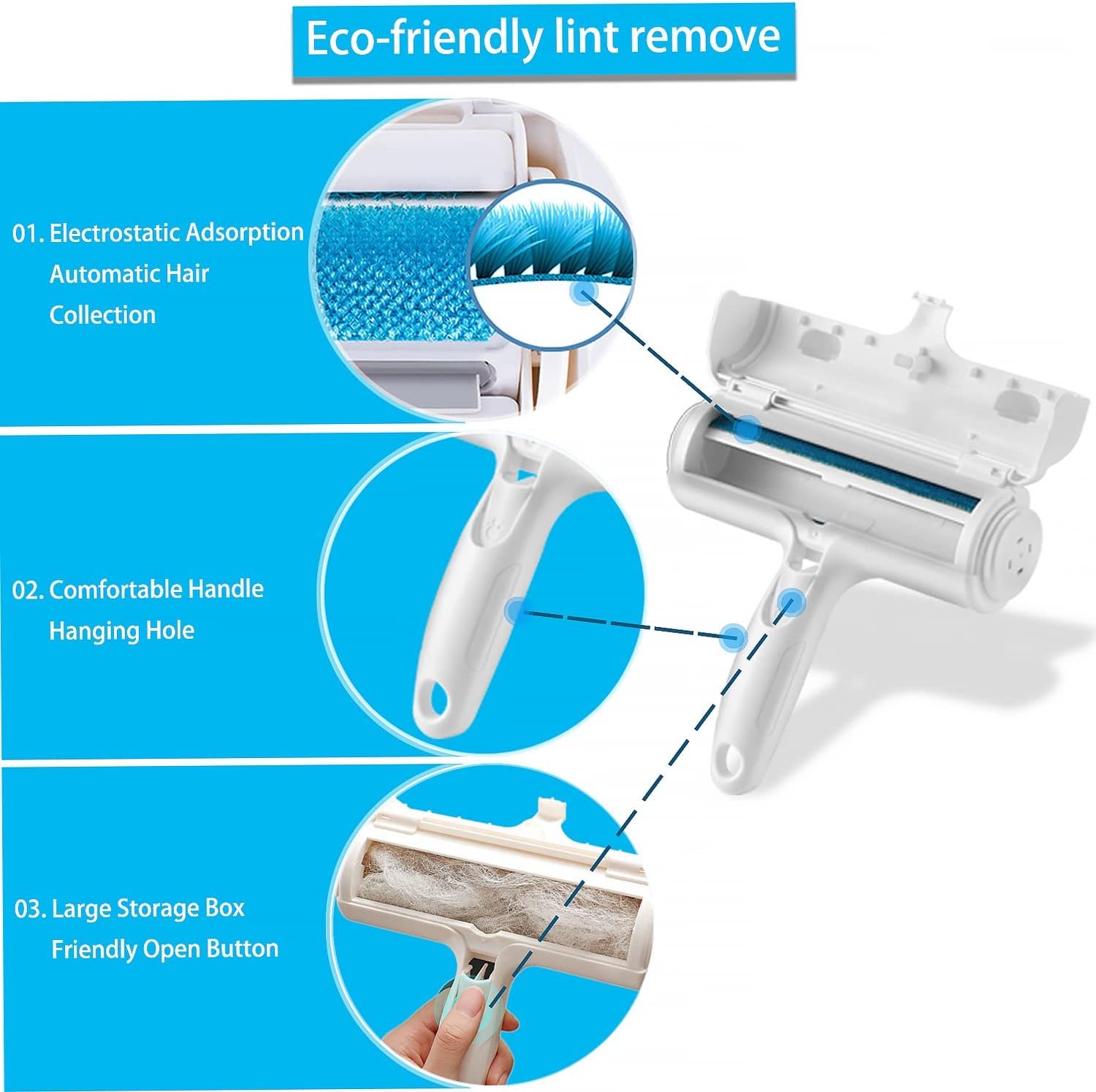 ACE2ACE Pet Hair Remover Roller, Reusable Animal Hair Removal Brush - Image 6