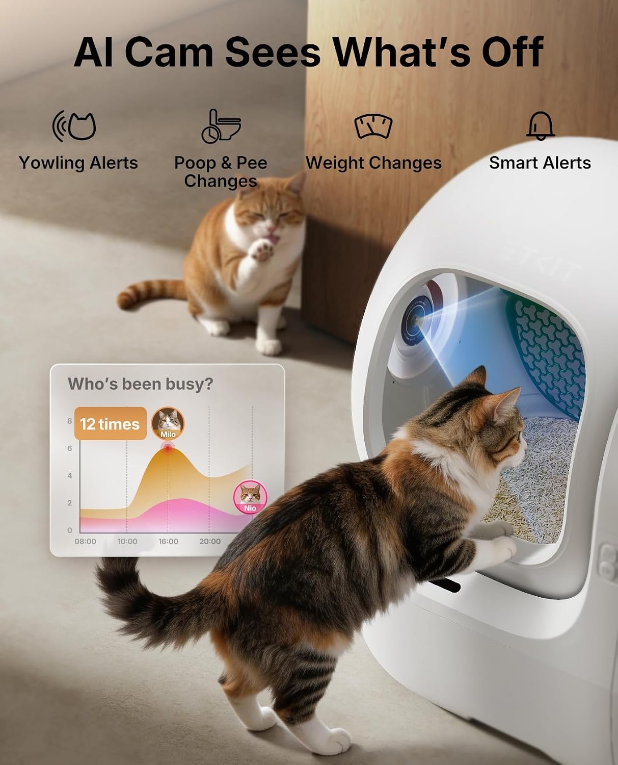 PETKIT PUROBOT MAX PRO 2 Self Cleaning Cat Litter Tray with AI Camera, Facial Recognition & Health Insights, Smart App & Odour Control Automatic Cat Litter Box, Quiet & Spacious for Multiple Cats - Image 5