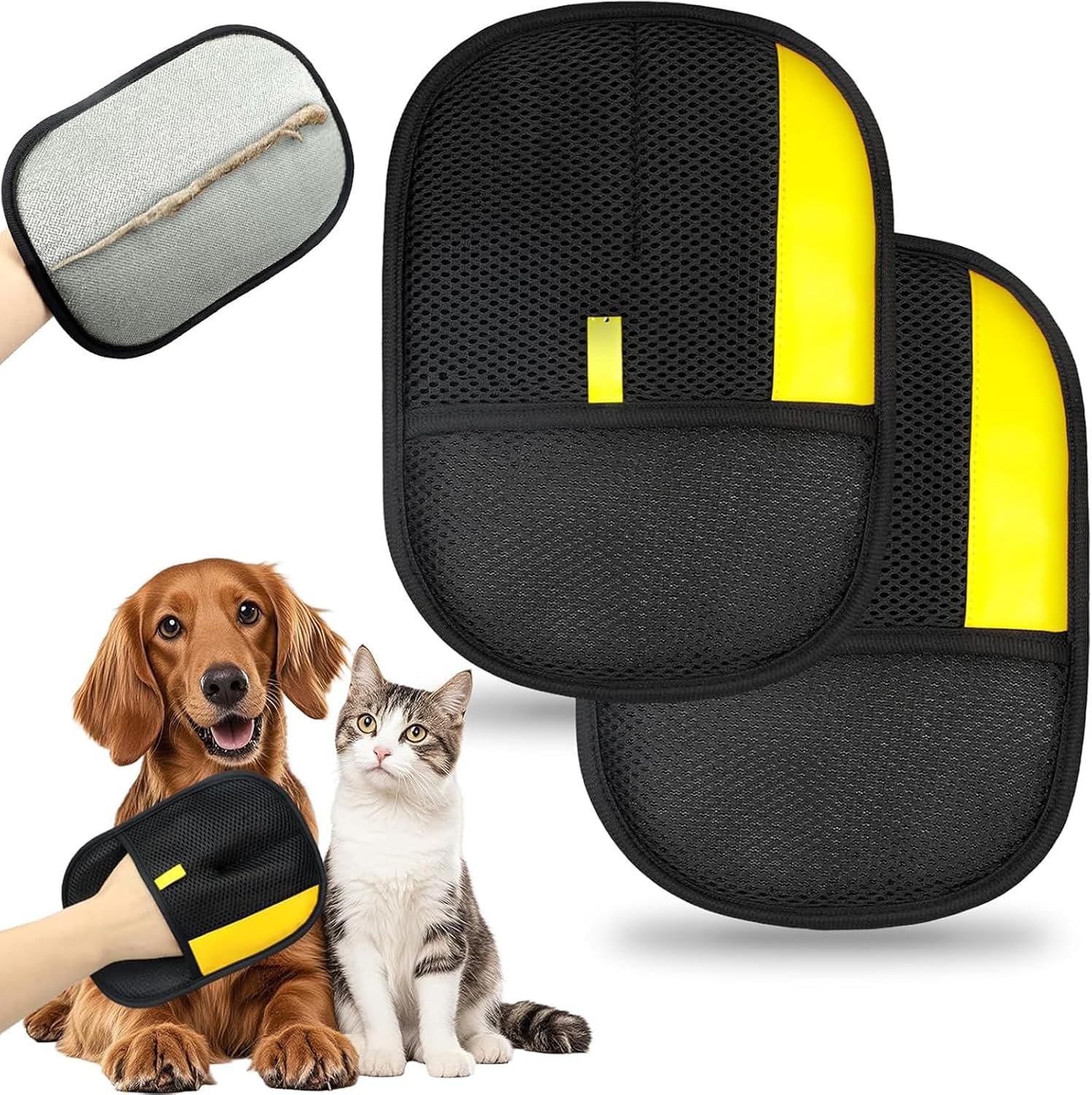 2PCS Pet Hair Remover Glove, Static Pet Hair Removal Glove, Dual-Sided Grooming Gloves, Static Removal Gloves For Dogs & Cats, Reusable Deshedding Pet Glove For Furniture, Bed, Carpet, Clothes,Sof - Image 2