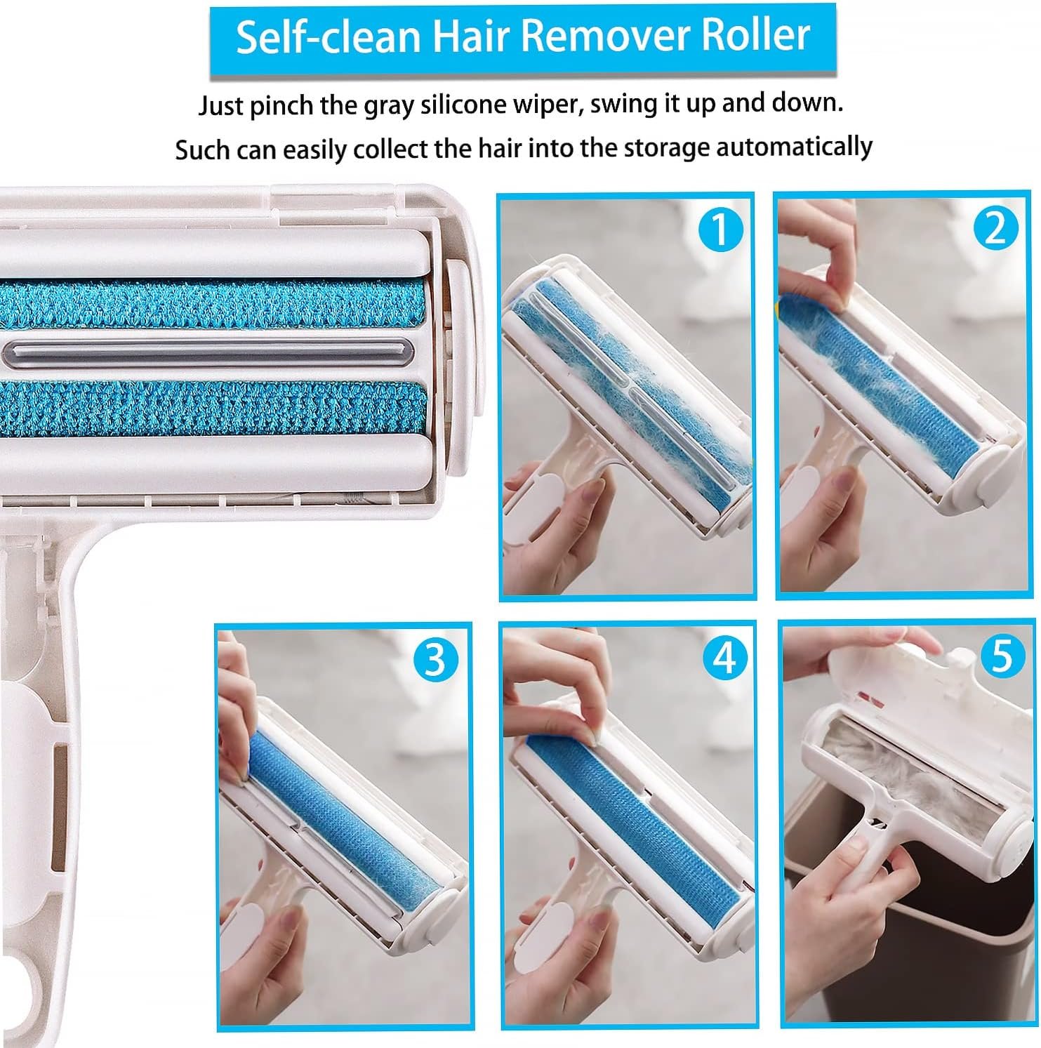 ACE2ACE Pet Hair Remover Roller, Reusable Animal Hair Removal Brush - Image 4