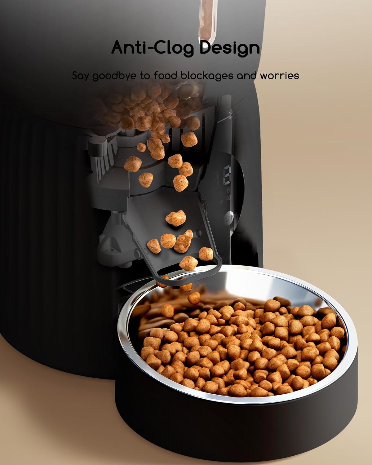 Faroro Automatic Cat Feeder, 4L Cat Feeder Automatic with Timer, Portion Control & 10s Voice Recording, 1-6 Meals for Cats & Small Dogs (Black) - Image 7
